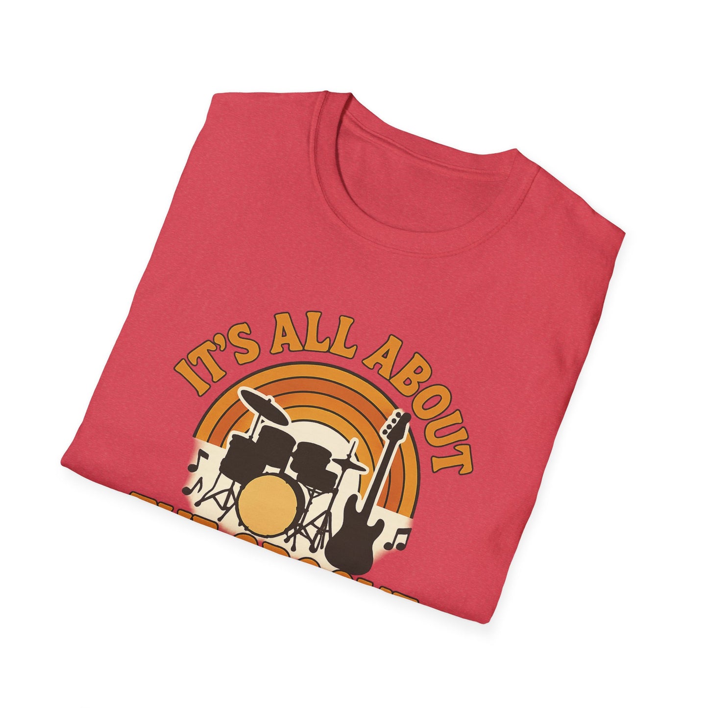 It's All About The Groove - Groovy Drummer Unisex Softstyle T-Shirt | Music Lover Gift, Vintage Band Tee, Casual Wear, Festival Top, Unique Musicians Gift