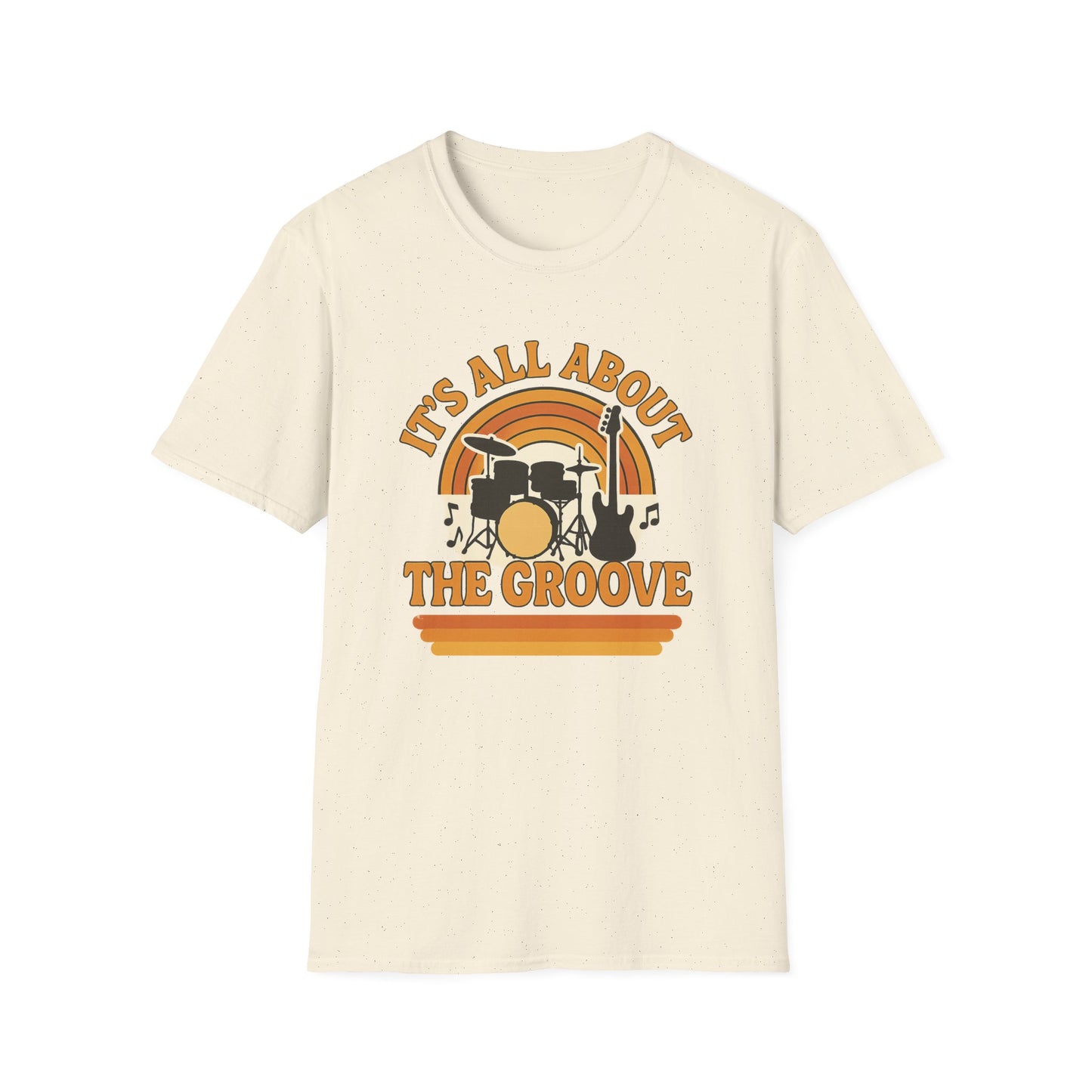 It's All About The Groove - Groovy Drummer Unisex Softstyle T-Shirt | Music Lover Gift, Vintage Band Tee, Casual Wear, Festival Top, Unique Musicians Gift