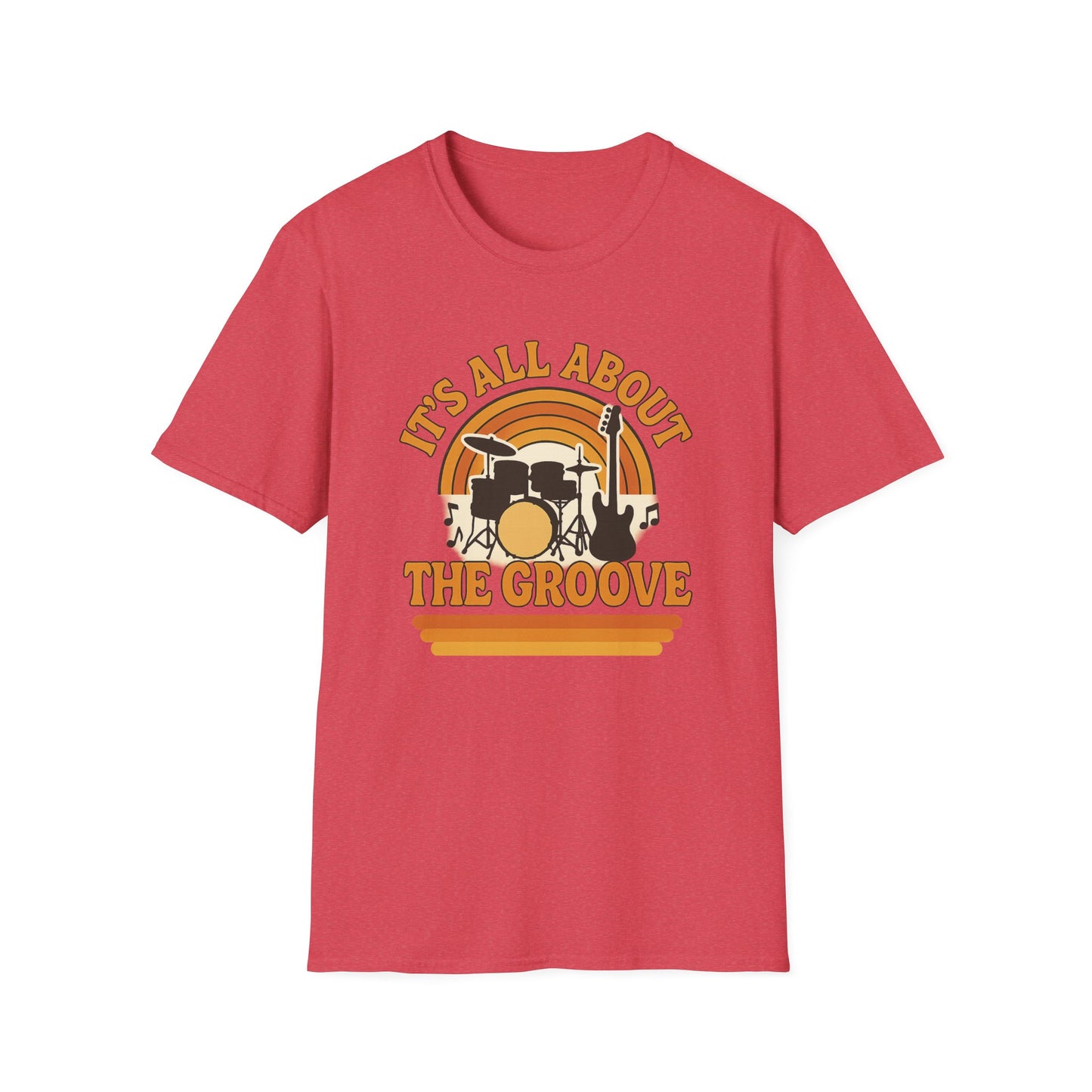It's All About The Groove - Groovy Drummer Unisex Softstyle T-Shirt | Music Lover Gift, Vintage Band Tee, Casual Wear, Festival Top, Unique Musicians Gift