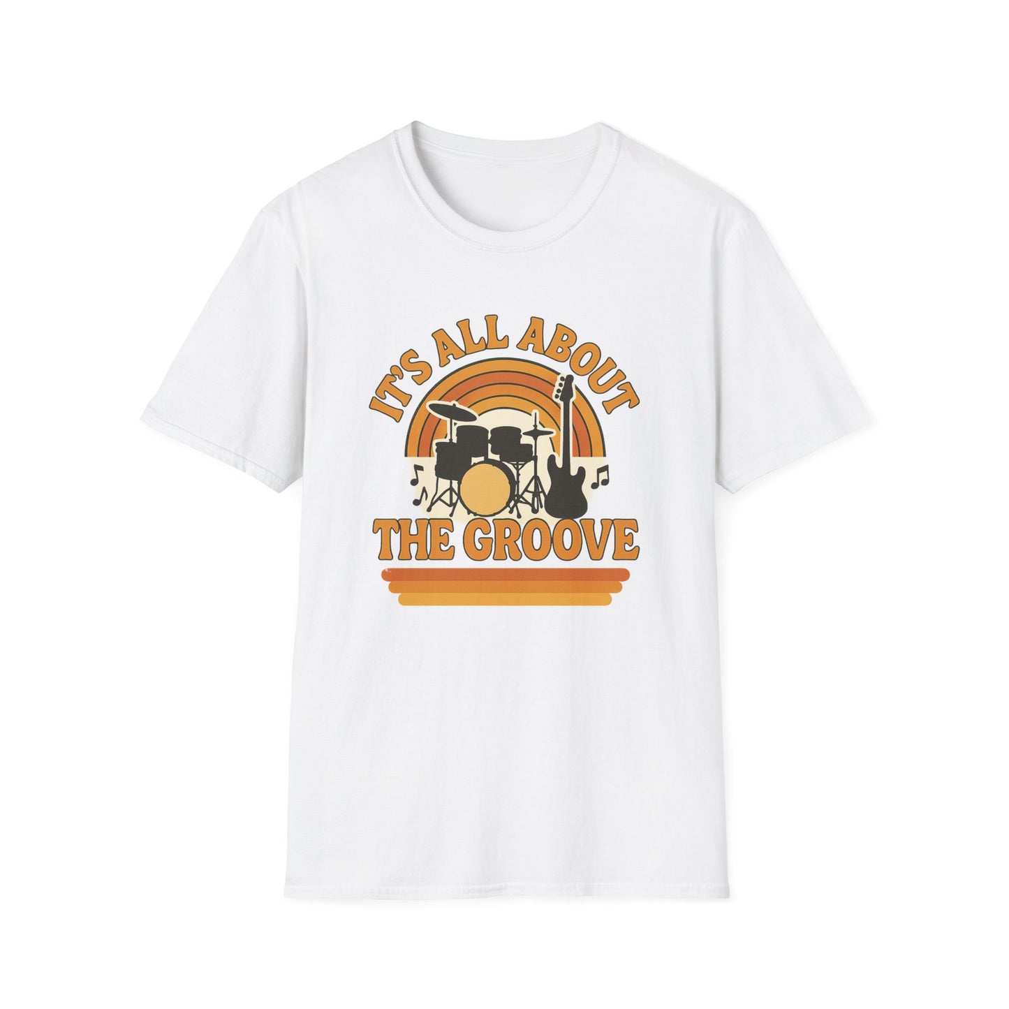 It's All About The Groove - Groovy Drummer Unisex Softstyle T-Shirt | Music Lover Gift, Vintage Band Tee, Casual Wear, Festival Top, Unique Musicians Gift
