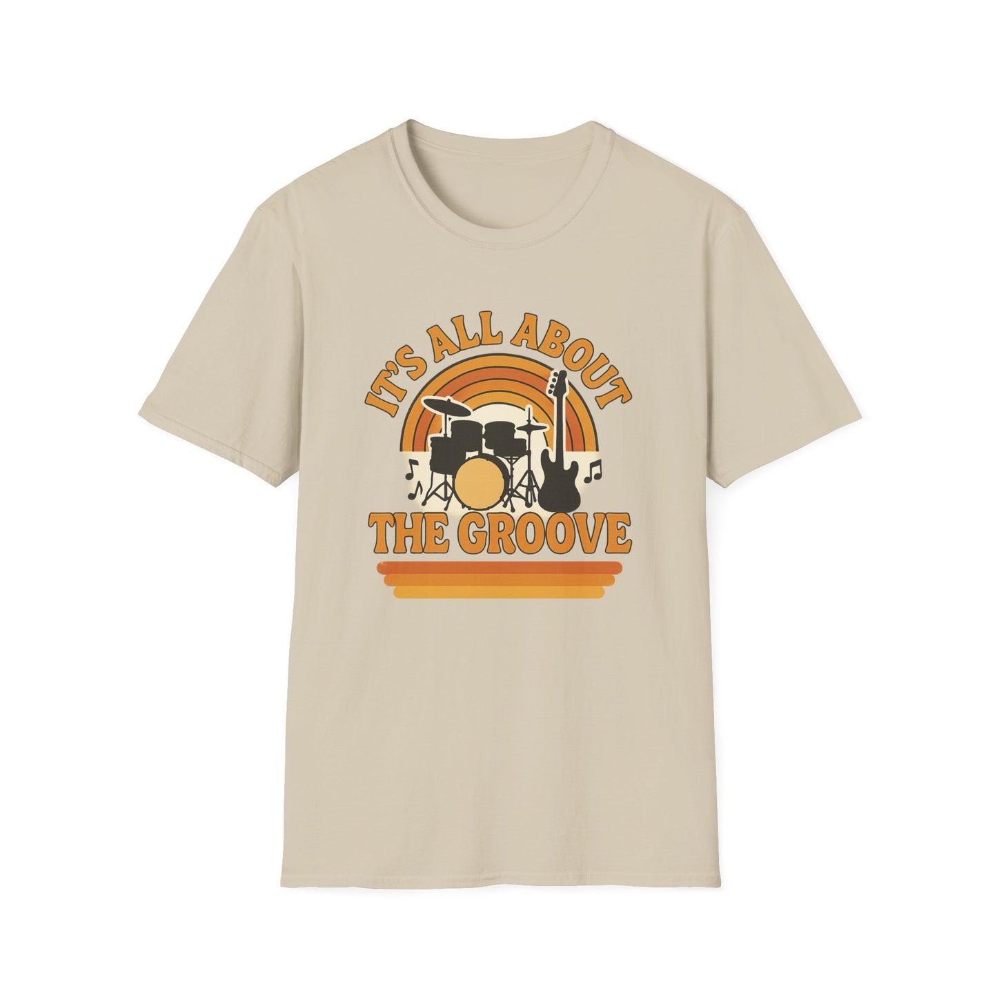 It's All About The Groove - Groovy Drummer Unisex Softstyle T-Shirt | Music Lover Gift, Vintage Band Tee, Casual Wear, Festival Top, Unique Musicians Gift