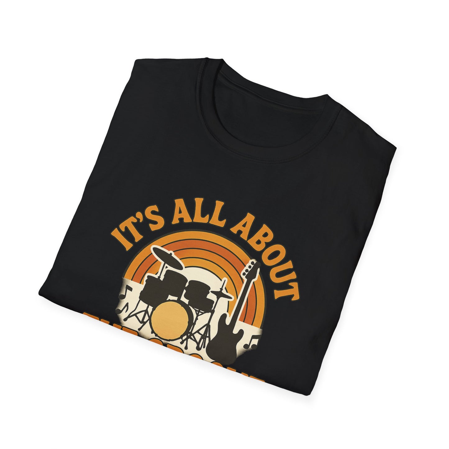 It's All About The Groove - Groovy Drummer Unisex Softstyle T-Shirt | Music Lover Gift, Vintage Band Tee, Casual Wear, Festival Top, Unique Musicians Gift
