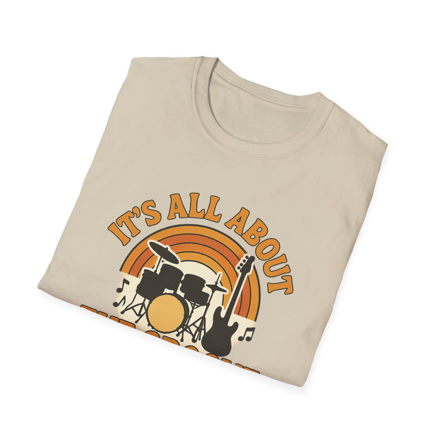 It's All About The Groove - Groovy Drummer Unisex Softstyle T-Shirt | Music Lover Gift, Vintage Band Tee, Casual Wear, Festival Top, Unique Musicians Gift