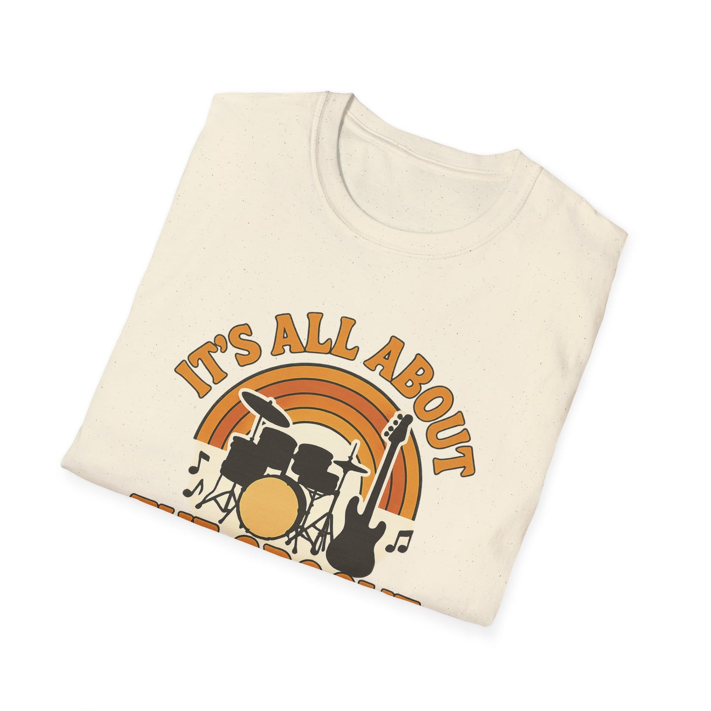 It's All About The Groove - Groovy Drummer Unisex Softstyle T-Shirt | Music Lover Gift, Vintage Band Tee, Casual Wear, Festival Top, Unique Musicians Gift