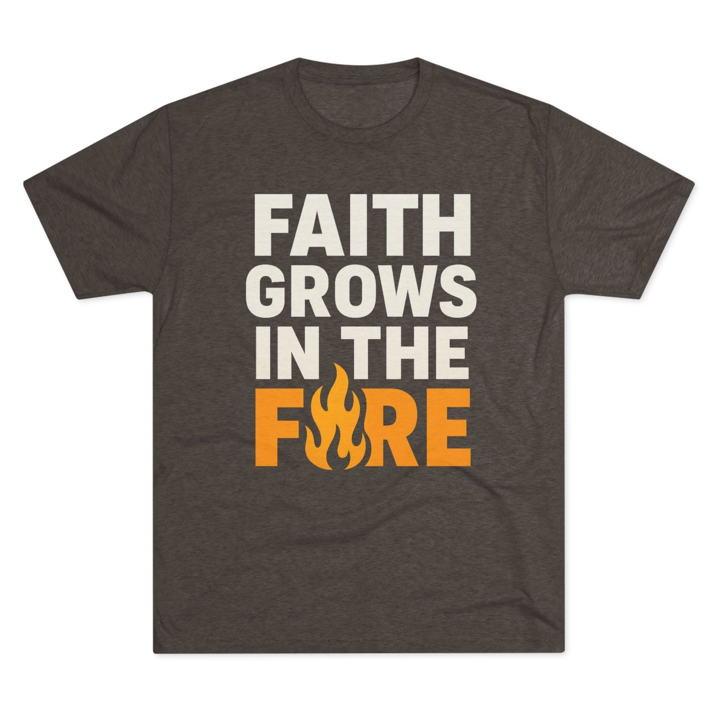 Faith Grows in the Fire Unisex Tri-Blend Crew Tee, Inspirational Tee, Fire-themed T-shirt, Motivational Gift, Faith Apparel