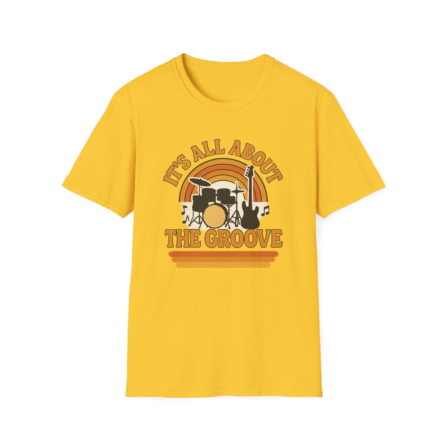 It's All About The Groove - Groovy Drummer Unisex Softstyle T-Shirt | Music Lover Gift, Vintage Band Tee, Casual Wear, Festival Top, Unique Musicians Gift