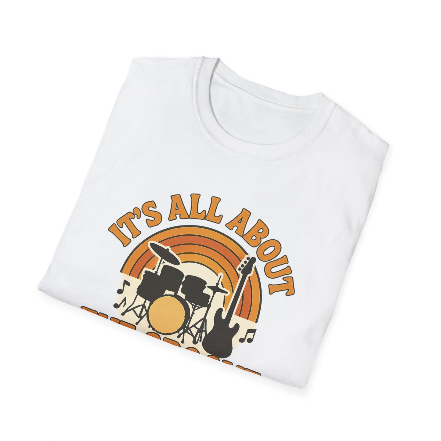 It's All About The Groove - Groovy Drummer Unisex Softstyle T-Shirt | Music Lover Gift, Vintage Band Tee, Casual Wear, Festival Top, Unique Musicians Gift