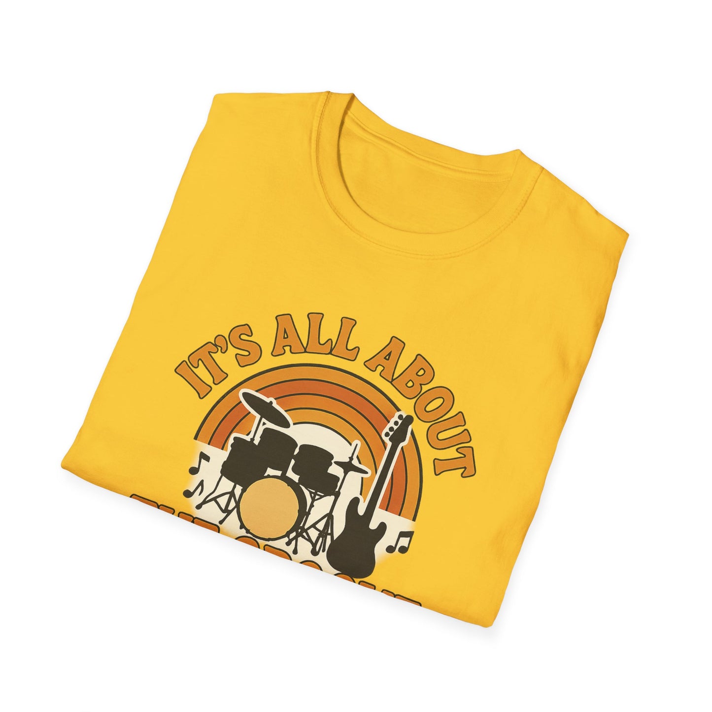 It's All About The Groove - Groovy Drummer Unisex Softstyle T-Shirt | Music Lover Gift, Vintage Band Tee, Casual Wear, Festival Top, Unique Musicians Gift
