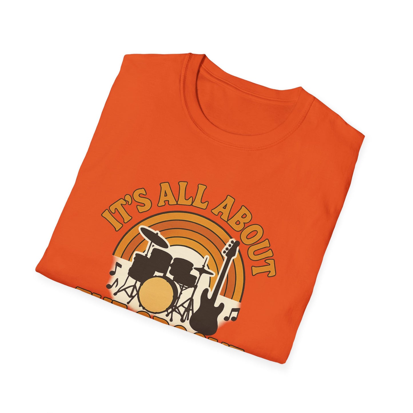 It's All About The Groove - Groovy Drummer Unisex Softstyle T-Shirt | Music Lover Gift, Vintage Band Tee, Casual Wear, Festival Top, Unique Musicians Gift