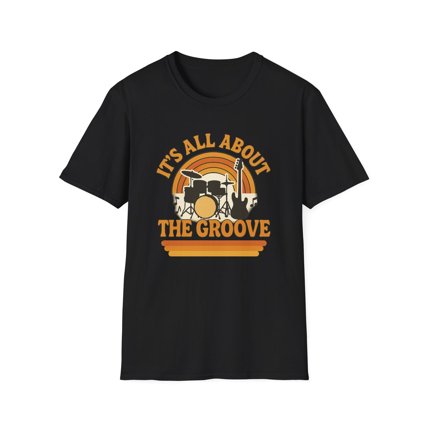 It's All About The Groove - Groovy Drummer Unisex Softstyle T-Shirt | Music Lover Gift, Vintage Band Tee, Casual Wear, Festival Top, Unique Musicians Gift